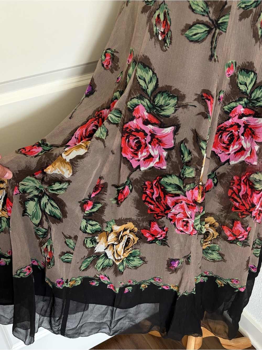 Vintage Coldwater Creek 100% Silk Midi Skirt Women's 10 Boho Y2K Artsy 2000s - Picture 2 of 7
